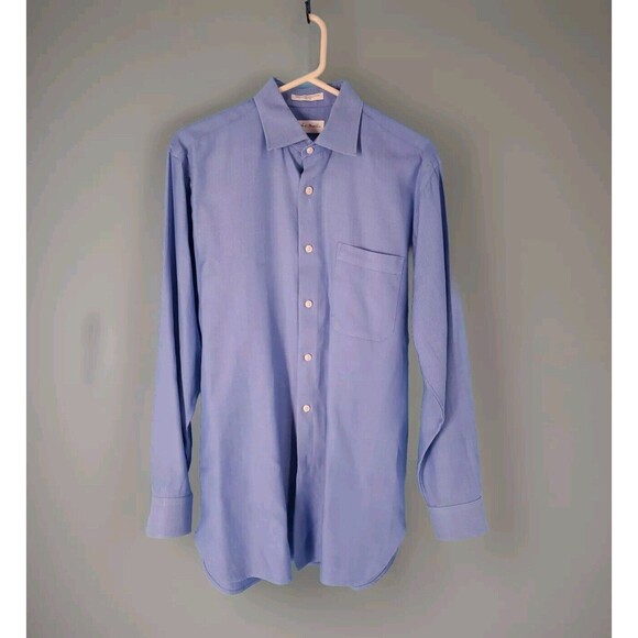 John W Nordstorm Button Front Shirt Trim Fit 15 1/2 32-33 Egytian Cotton Blue - Picture 2 of 8